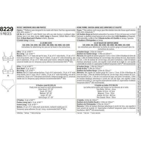 Simplicity Sewing Pattern 8229 Madalynne Underwire Bras High-Waist Panties - Picture 2 of 5